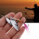 Spoon Metal Fishing Lure Sequins Spinner Baits Feather Fishhook Tackle Accessory