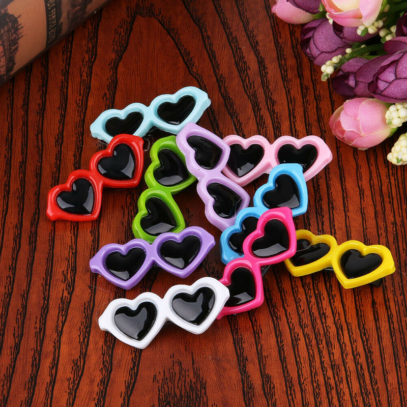 10pcs/Set Pet Dog Bows Hair Clips Lovely Heart Sunglasses Hairpin Pet Dog