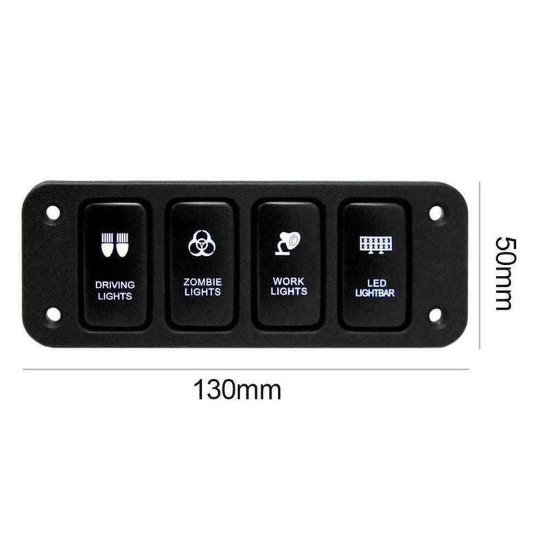 12V 4-Button Blue LED On/Off Rocker Switch Panel w/ 150mm Cable for Toyata