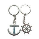 5X(Couple Nautical Steering Wheel Anchor Charms Keychain Key Ring D3O2)