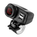 5V 2 USB Motorcycle Waterproof Phones Charger Socket Adapter Voltmeter Red