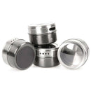 6 Pieces Magnetic Stainless Steel Spice Pot Herb Jar Storage Holder Cook Stand