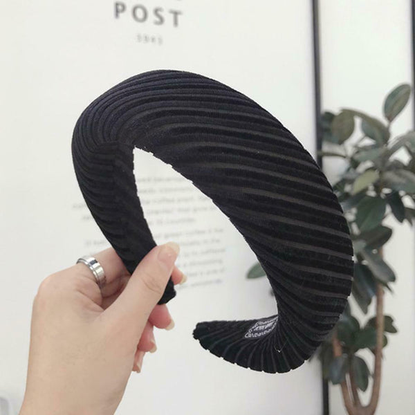 Girls Headband Solid Color Hair Band Headdress Headwear for Women (Black) A#S