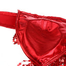 Womens Glitter Sequin Tassel Halter Crop Top Latin Belly Dancing Bra Top Red