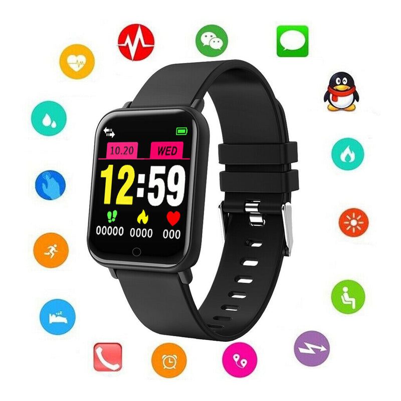 1.44" Smart Bracelet Wristwatch Sports Fitness Tracker IP67 Waterproof Black