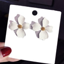 Korean Girls Flower Ear Stud Casual Women Sweet Earrings Jewelry (White) A
