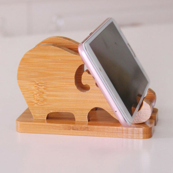 Storage Rack Portable Bracket Cartoon Elephant Stand Desktop Phone Holder Bamboo