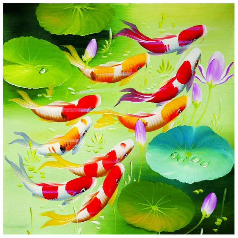 5D DIY Full Drill Diamond Painting Swimming Fish Cross Stitch Embroidery