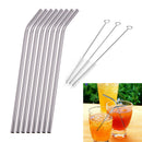 8Pcs Reusable Stainless Steel Metal Drinking Straw Straws w/ 3 Cleaner Brush Kit