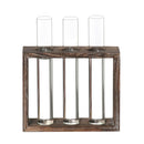 Test Tube Glass Vase Hydroponic Vase Wooden Frame Tabletop Vase Stand 3 Tube
