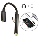 2in1 Type-C To USB-C 3.5mm Jack Aux Earphone Cable Adapter black B7N6