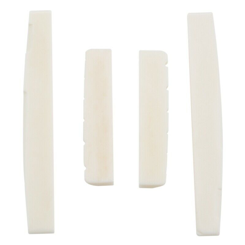 2 Sets of 4pcs 6 String Acoustic Guitar Bone Bridge Saddle and Nut Made of