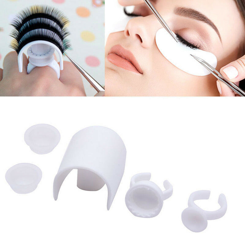 5pcs Eyelash Extension Glue Ring Adhesive Eyelash Pallet Holder Tool Makeup Kit
