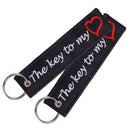 Embroidery Motorcycle Key Tag The Key to My Heart Key Chain Gift New E0R1 N B0B0