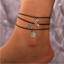 Boho Sun Star Moon Ankle Anklet Bracelet Multilayer Chain Foot Jewelry Beach NEW