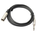 2 Pack XLR 3-Pin Male to 1/4" 6.35mm Mono Mic Microphone TRS Cable Plug 6ft