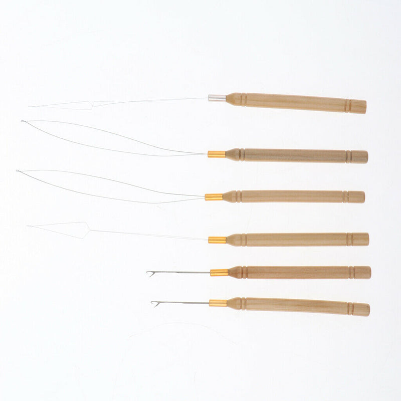 6Pcs Hair Extensions Loop, Micro Rings Links Beads  Threader Wire Hook