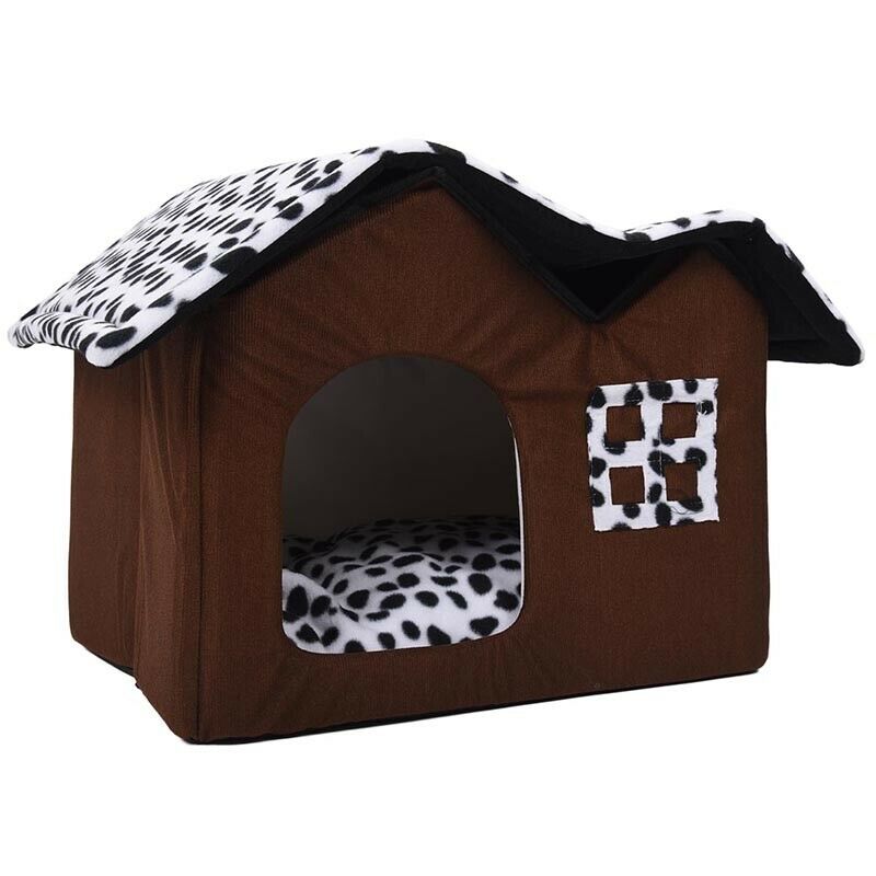 Luxury High-End Double Pet House Brown Dog Room 50x40x35cm