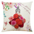 Nordic Style Flower Girls Cushion Covers Kids Decoration Pillow Case Home B W9U6