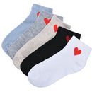 1pair Socks Women Red Heart Pattern Soft Breathable Cotton Socks OZ
