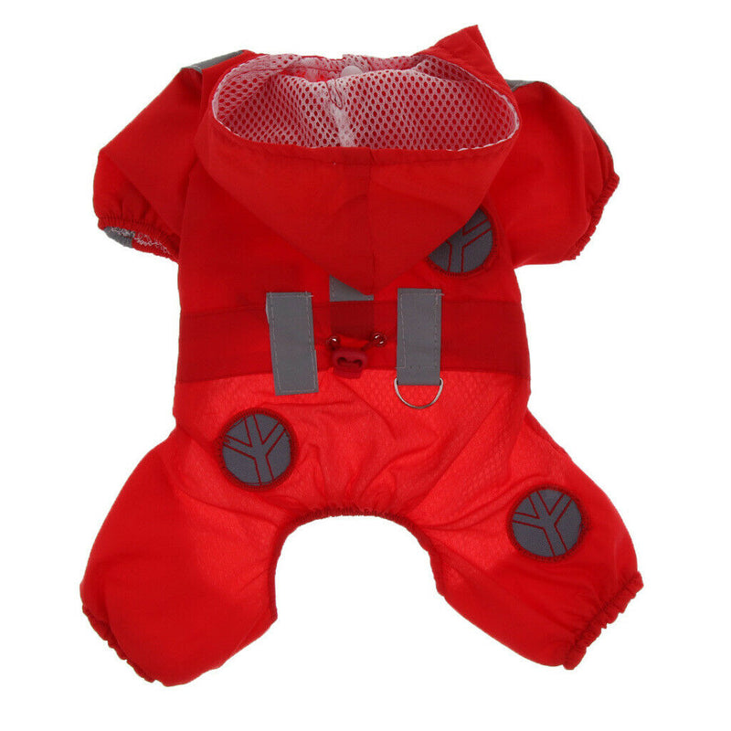 Waterproof Reflective Dog Raincoat Pet Rain Poncho Dog Pet Rainwear  Red S