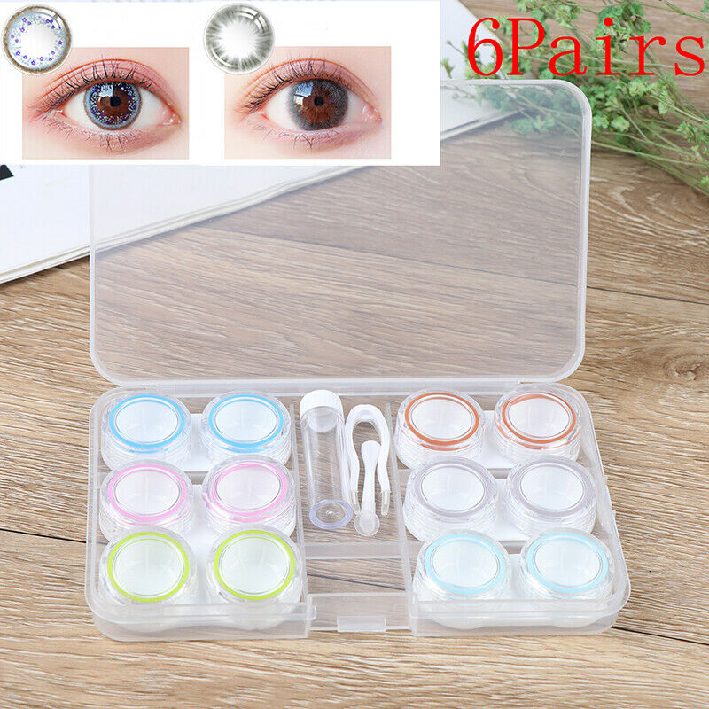 6Pairs Portable Contact Lens Case Box Storage Eye Care Kit Organizer Containe 3C