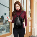 Women Backpack PU Leather School Shoulder Bag Casual Rucksacks (Black)