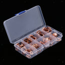 200pcs Assorted Crush Copper Washer Gasket Set Flat Ring Seal Kit W/ Box