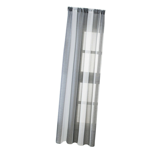 2xColourful Stripes Bedroom Sheer Curtains Faux Linen Voile Curtains~Color_3