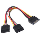 SATA Power 15-pin Y-Splitter Cable Adapter Male to Female for HDD Hard Drive JR