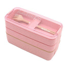 900Ml Healthy Material Lunch Box 3 Layer Wheat Straw Bento Boxes Microwave