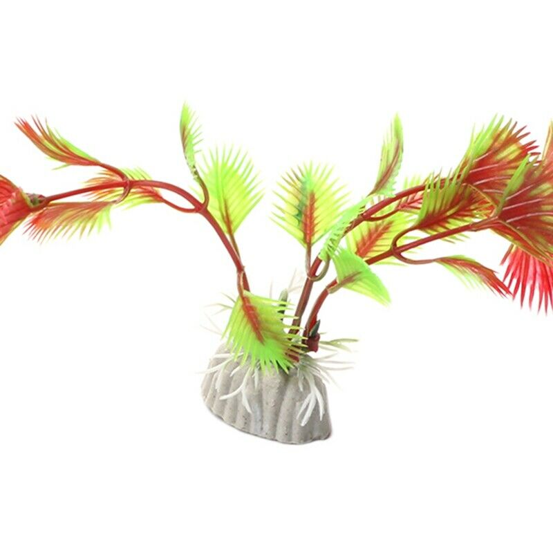 Red Plastic Fern Plants Water Fish Tank Landscaping Aquarium Ornament DecoraH2X9