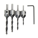 4Pcs HSS 5Flute Countersink Drill Bit Set Screw Woodworking Chamfer Tool 3-