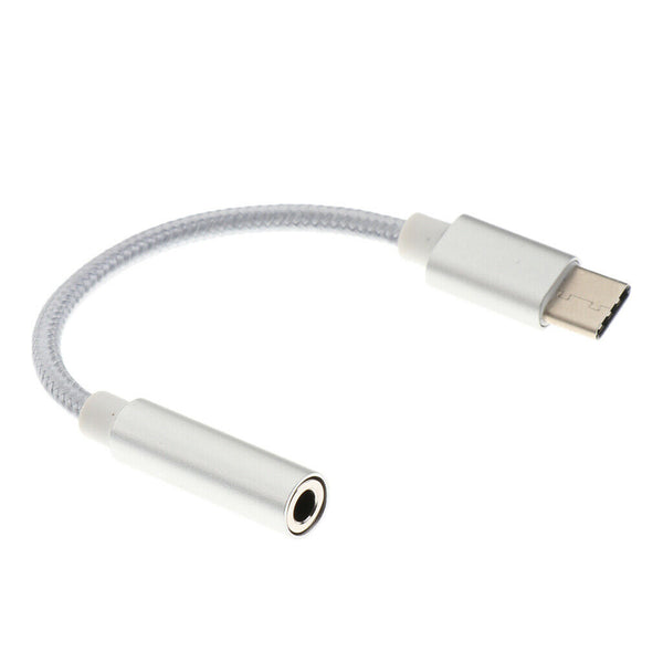 8pcs Type-C to 3.5mm Earphone Cord Adapter Cable Connector 12cm Black&White