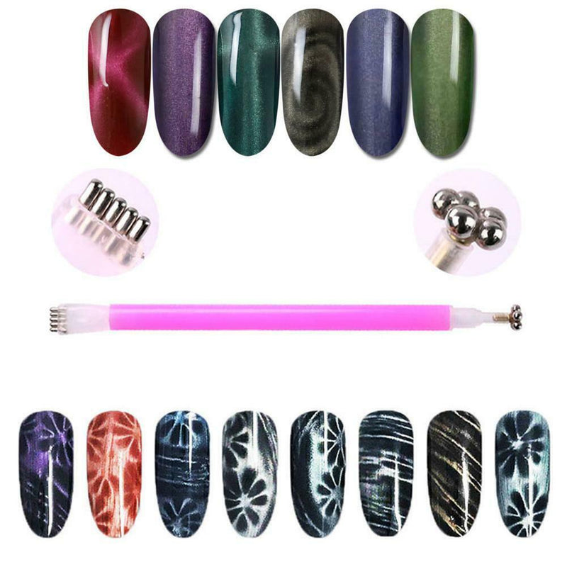 Plum Blossom Magnet Pen Cats Eye Gel Double Head Nail Beauty Art Tool