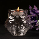 Glass Owl Design Tea Light Votive Candle Pillar Holder Candlestick 9cm Dia
