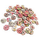 50 x Mixed Random Round Painted Buttons Made of Coconut for DIY Sewing Craft