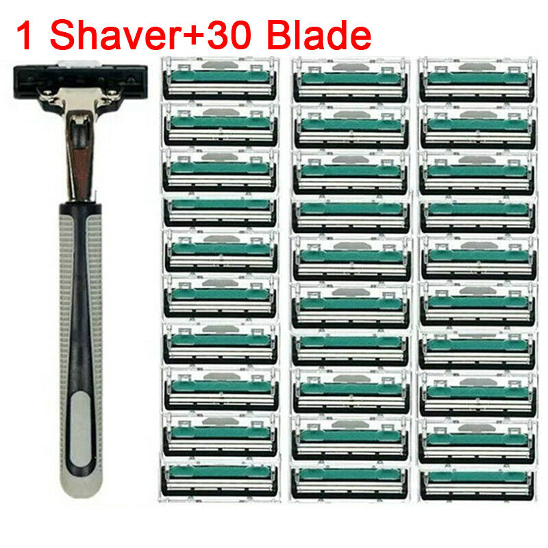 1 Razor Holder 30 Men Razor Blades Shaving Facial Care Men Shaving Blades Sha OZ