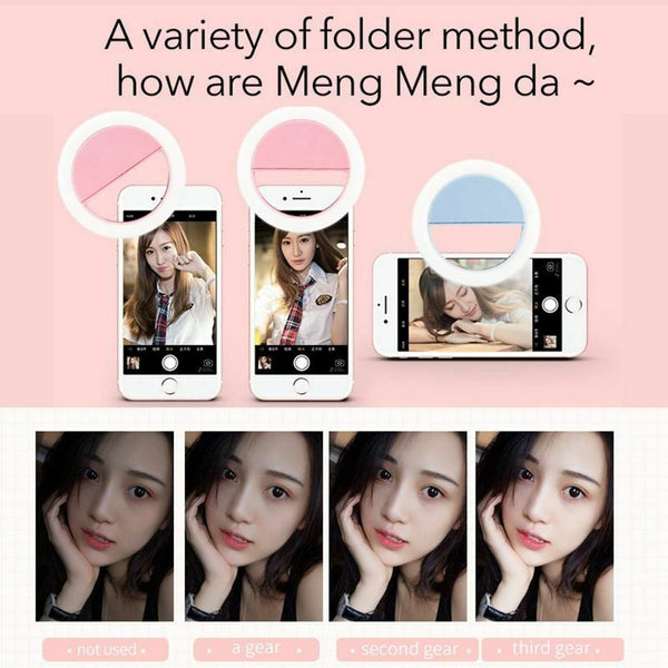 Fashion Selfie Light Portable LED Ring Light Fill for Smart Phone white I3S2