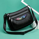 Casual Flower Print Crossbody Bags Women PU Leather Large Shoulder Handbag