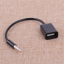 Black 3.5mm Male AUX Audio Plug Jack To USB 2.0 Female Car Converter Cord Cable