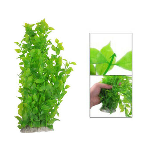 40cm Plastic Green Leaves Water Plants Decoration for Fish Tank Aquarium Y3T1