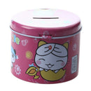 Cylinder Design Cartoon Print Piggy Bank Coin Money Saving Box w Padlock