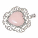 Heart Rose Quartz Pendant Bead Charm for Necklace Fashion J1P1