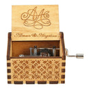 Retro Wood Hand Cranked Music Box Child Xmas Gift Household Decor Ornament