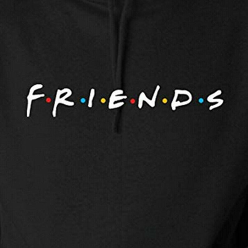 Friends Print Hoodies Unisex Long Sleeve Loose Casual Sweatshirts (Black M) A