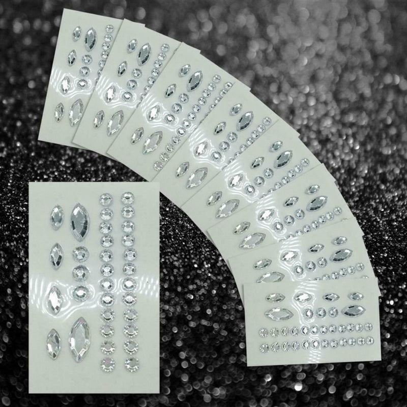 Adhesive Face Gems Rhinestone Jewels DIY Festival Party Glitter Body Sticke F7F6