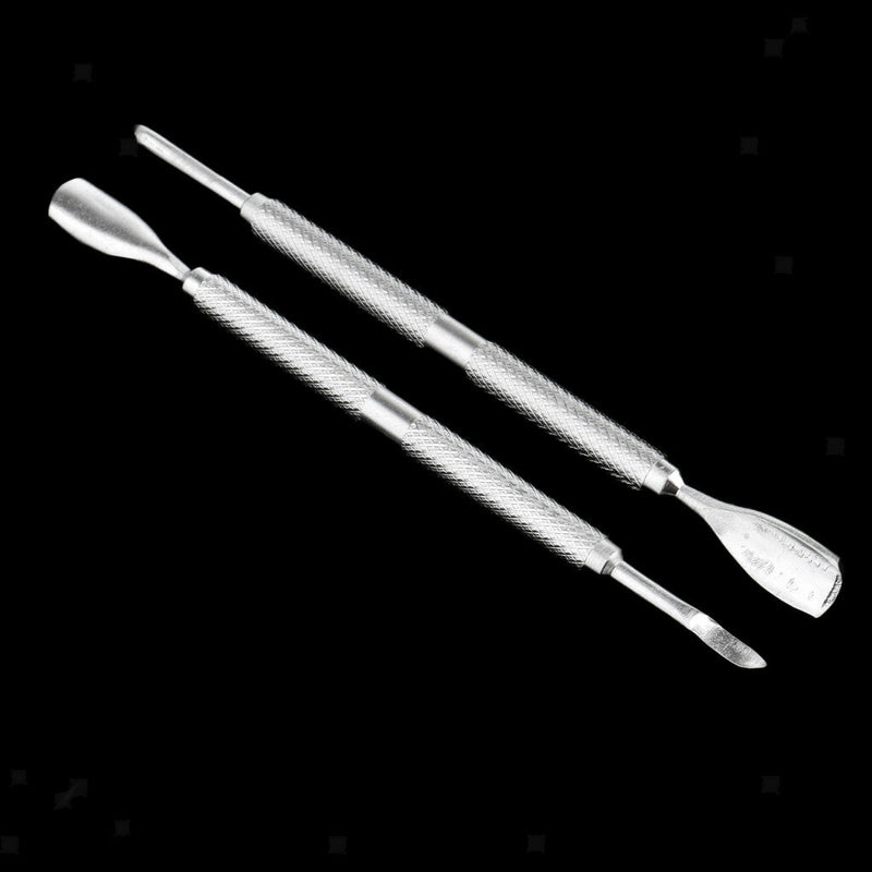 2Pc Cuticle Nail Pusher Spoon Remover Stainless Steel Manicure Pedicure Tool