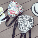 Summer Women PU Leather Floral Printed Backpack School Travel Bag(Black)