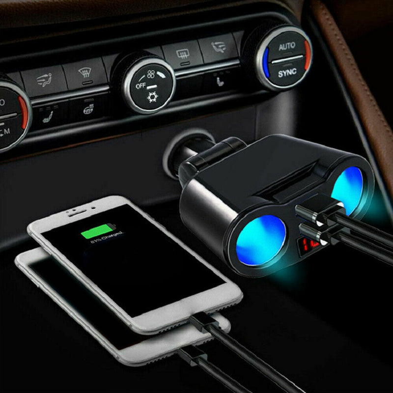 Accessories 12V-24V LED Display Multifunctional Dual USB Car Charger Universal